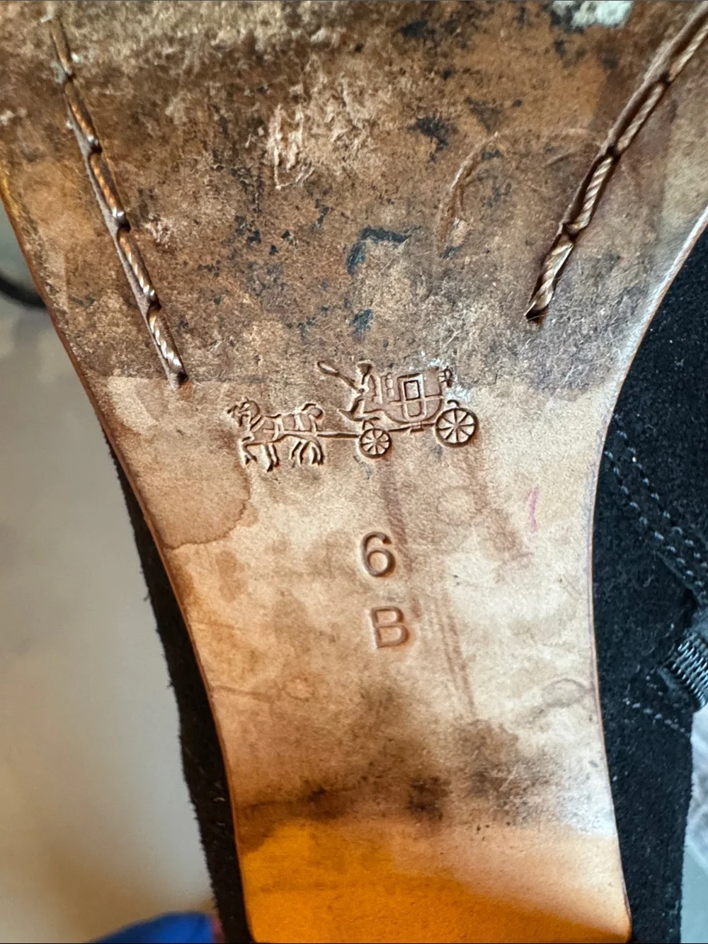 Coach Black Suede Mid-Calf Heeled Boots with Buckle Detail